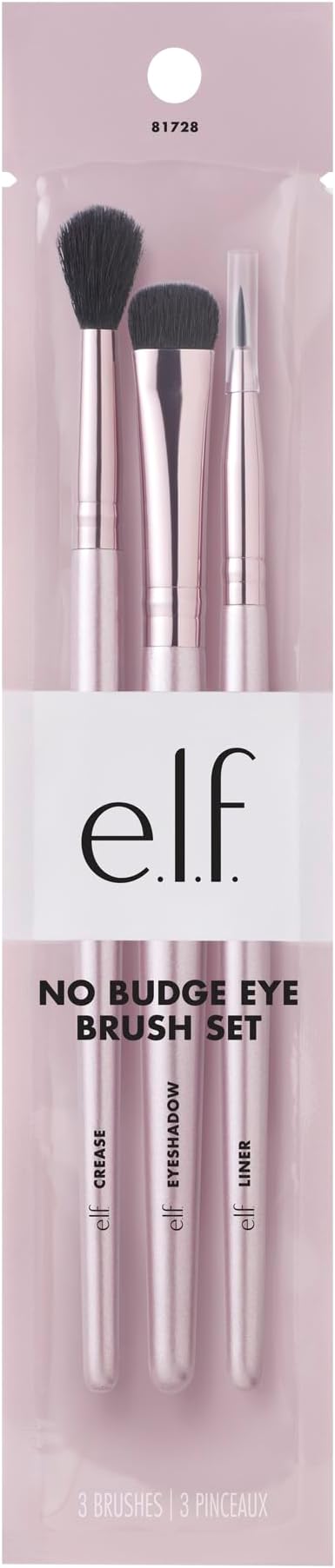 e.l.f. No Budge Brush Trio 3-Piece Eyeshadow Blending Liner Set Vegan