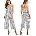 OUMAL Women Strapless Jumpsuits Off Shoulder Cute Striped Wide Leg Backless Summer Jumpsuit Black-White