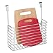 mDesign Over The Cabinet Hanging Storage Basket - Steel Bakeware Organiser and Cutting Board Holder - Excellent Kitchen Storage Solution - Chrome