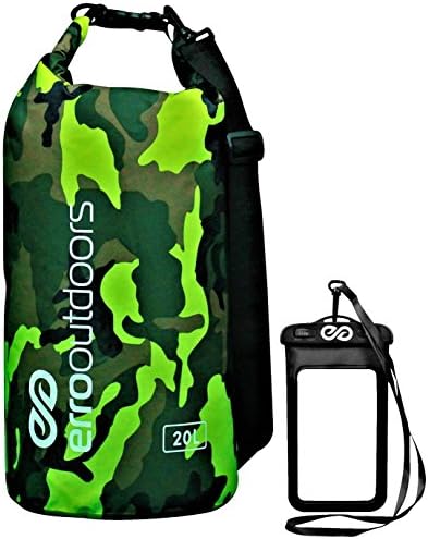 Erro Outdoors Waterproof Dry Bag and Bonus Waterproof Phone Case for Kayaking, Camping, Hiking, Boating, Fishing … (Green Camo, 30L)