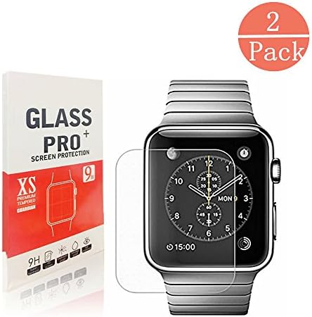Apple Watch 38mm Tempered glass Screen Protector,Servors [Only Covers the Flat Area] 9H Tempered Glass,High Definition, Anti-scratch,Bubble-free for Apple Watch 38MM[2 Pack]