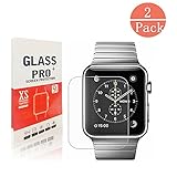 Apple Watch 38mm Smart Watch Tempered Glass Screen Protector,Wtbone 9H Hardness, Anti-Scratch, Anti-Fingerprint, Bubble Free[Only Covers the Flat Area]Screen Protector for Apple Watch 38mm [2-Pack]