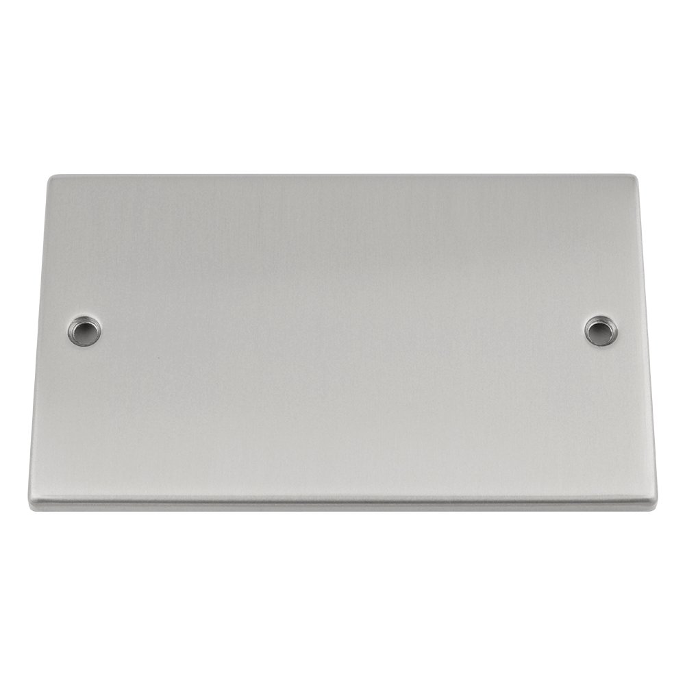 Electrical Blanking Plate Double 2 Gang - Satin Brushed Chrome - Square