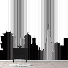 Wall Murals for Bedroom Abstract Black and White Building Removable Wallpaper Peel and Stick Wall Stickers - 66x96 inches