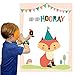 MISS FANTASY Woodland Games Pin The Tail on The Fox Woodland Baby Shower Games Activities Pin The Tail on The Donkey Game for Kids with 24 Stickers Woodland Party Favors for Kids