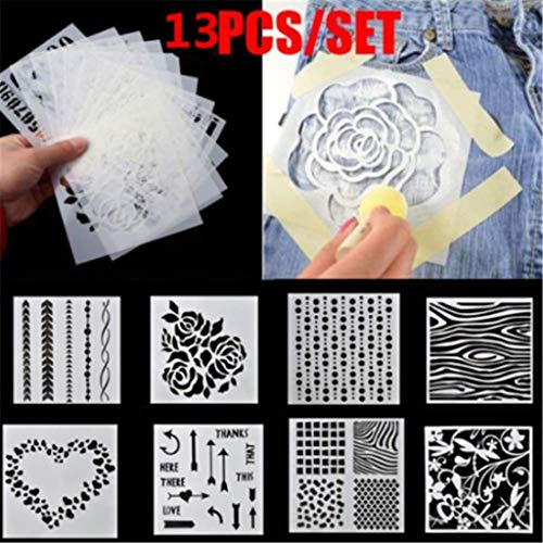 Binory 13pcs Flower Embossing Template Scrapbooking Walls Painting Layering Stencils,Folder for Card Making Flower Christmas Heart Animal DIY Photo Album Paper DIY Craft Decor Template Mold - Thumbnail 5