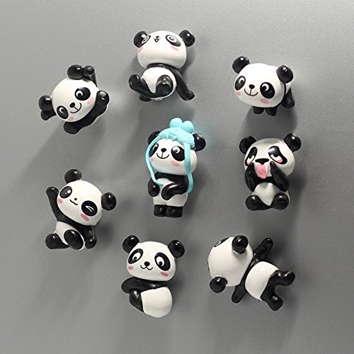 Toosunny 8 Pack Fridge Magnets Panda Refrigerator Office Magnets for Calendars Whiteboards Maps Resin Fun Decorative Decoration