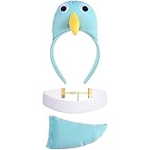 JcHrmers 3 Pcs Pigeon Costume Set Pigeon Headband Pigeon Tail White Collar Animal Fancy Costume Kit for World Book Day Halloween Dress Up