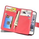 iPhone 5s Case,iPhone SE Case,iPhone 5 Case,by Ailun,Two-in-One PU Leather Wallet Case,Magnetic Detachable TPU Back Cover&Multiple Card Slots Cash Compartment,Wrist Strap[Red]