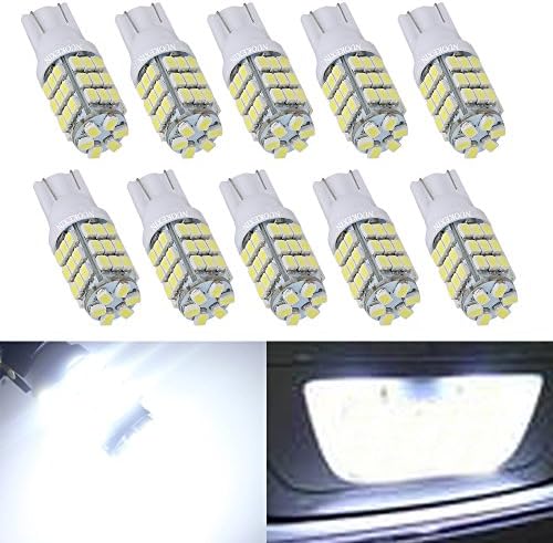 Nuokexin RV Trailer T10 921 194 168 2825 42-SMD Backup Reverse LED Lights Bulbs DC12V (10Pcs, White)