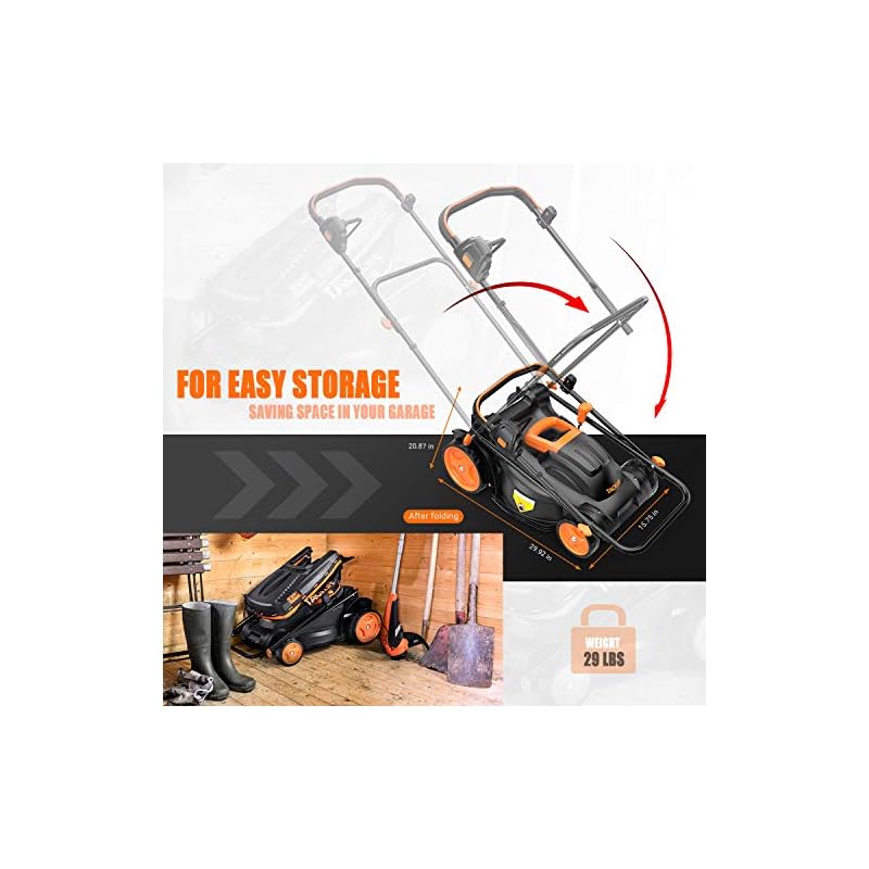 TACKLIFE Electric Lawn Mower, 14 Inch 10-Amp Lawn Mower, 6 Cutting