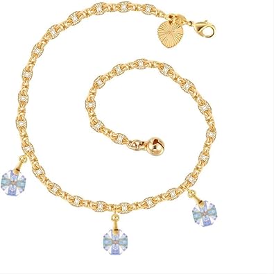 Regali Di Natale Romantici.No Brand Eleganti Cavigliere Cristalli Da Gioielli Romantici Sweet Girls Women Regali Di Natale Oro 27cm Amazon It Gioielli