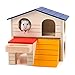 BWOGUE Pet Small Animal Hideout Hamster House Deluxe Two Layers Wooden Hut Play Toys Chews