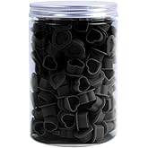 IFERO 200Pcs Heart Ink Caps with Base Silicone Disposable Tattoo Pigment Cup Tattoo Ink Cups for Tattooing Supplies, Soft Silicone Ink Caps (Black)