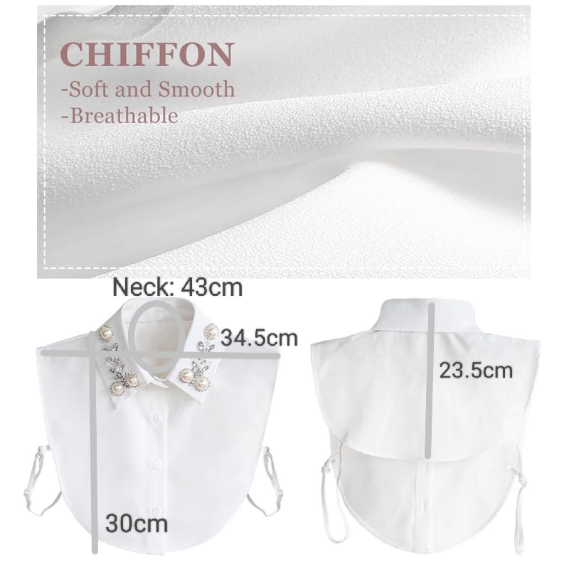 Joyci Diamond Pearl False Collar Peterpan Fake Collar Half Shirt Dickey