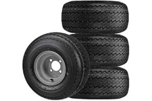 RM Cart 8" Gray Steel Wheels with 18x8.50-8 Deli Sawtooth 4-Ply Tires (Set of 4) | Golf Cart Tire and Wheel Set | Fits Non-Lifted 4-Lug Golf Carts