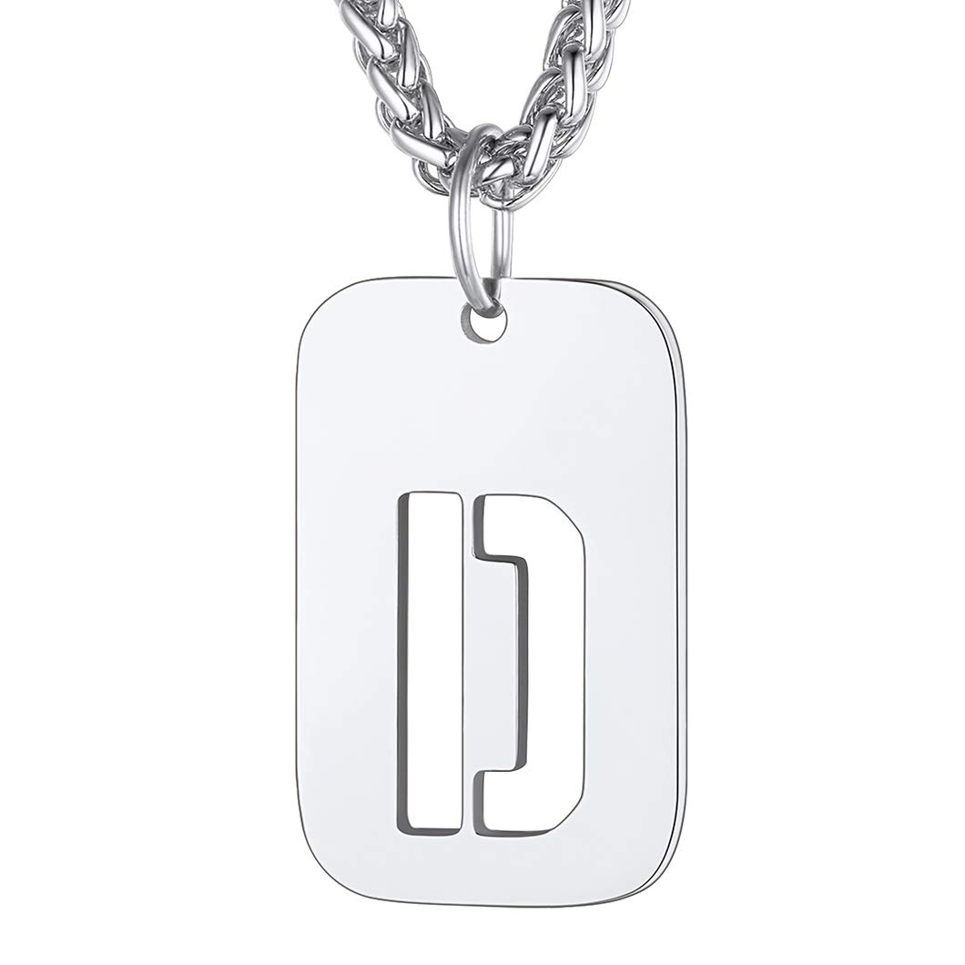 Richsteel Jewellery Gift For Boyfriend D Initial Dog Tag Chain Mens Necklace