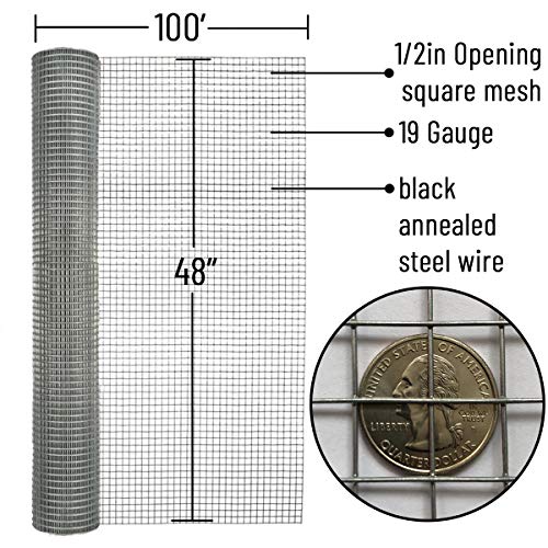 Nueve Deer Hardware Cloth 1/2 inch 48 x 100 Ft 19 Gauge Hot Dipped