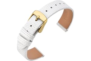ANNEFIT Women's Leather Watch Band 10mm 12mm 13mm 14mm 15mm 16mm 18mm 20mm, Lizard Grain Slim Thin Replacement Strap