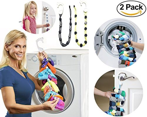 SockHero Sock Organizer Washer Easy Clips &amp; Locks Paired Socks without Ties, Bags or Dividers — Socks Organizer for Laundry — Sock Locks — Yellow &amp; Black (2 Pack)