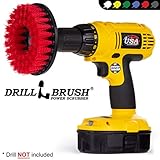 Red Drill Brush Heavy Duty Cleaning Brush with Stiff Bristles by Drillbrush