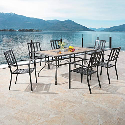 PATIO TREE Outdoor Dining Table with WoodenLike Top Patio Rectangular