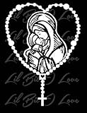 Holy Rosary Vinyl Decal Christian Catholic Sticker Mary Baby Jesus (WHITE)