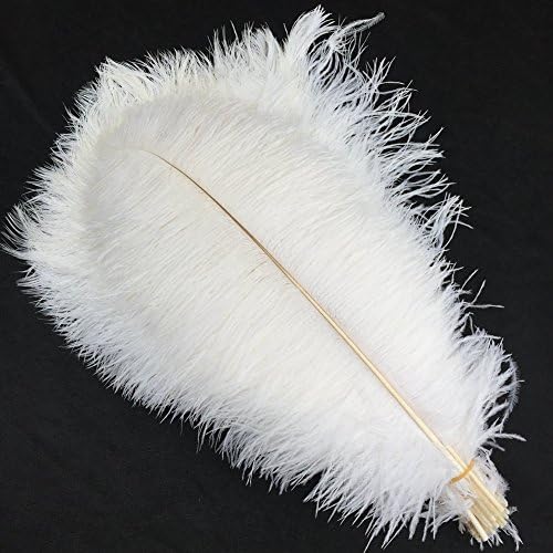 10Pcs Ostrich Feathers 16-18Inch(40-45cm) for Home Wedding Decoration Offers 10 Colors (White)