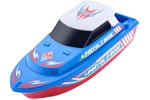 NEXTAKE Electric Marine Patrol Boat - Coast Guard Vessel Police Speedboat Ship Model with Siren and Light (Blue 3)