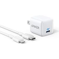 Anker Nano Charger, 20W PIQ 3.0 Durable Compact Fast Charger with 6ft USB-C to Lightning Cable, PowerPort III USB-C…