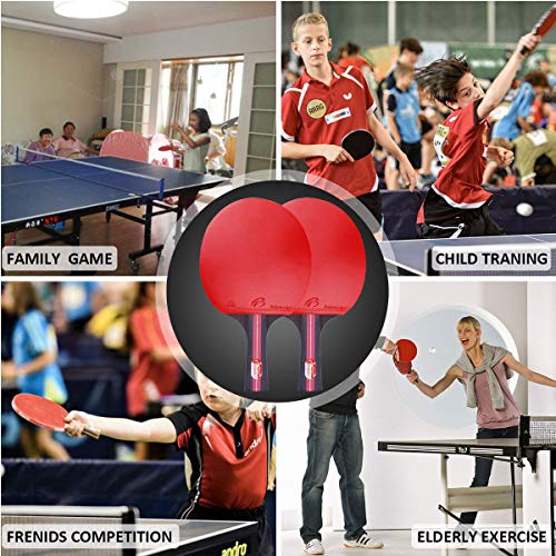 ATINUS Table Tennis Racket, PingPong Paddle Set with 2 Rubber Bats and 3 Ping Pong Balls and Table Tennis Paddle Case Perfect for Professional Recreational Games