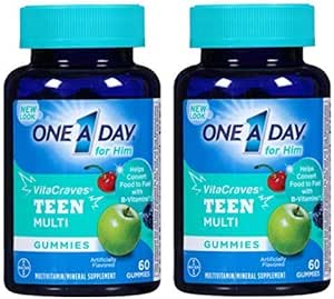 One A Day Vitacraves Teen for Him, 60 Count - Buy Packs and SAVE (Pack of 2)