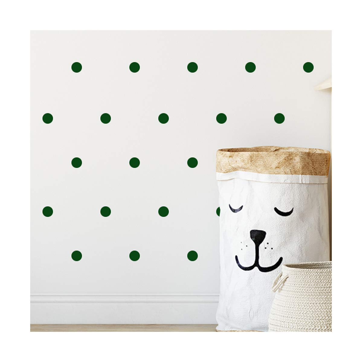 StickerDeen | Polka Dot Circles Round Shape Style Decoration Removable Wall Art Vinyl Decal Stickers | (Pack of 112) (Dark Green)