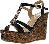 Refresh GRITA-04 Women's Beaded Platform Ankle Strap Wedge Heel Sandal