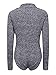 PERSUN Women's Dark Grey Turtleneck long sleeve Mixed Cable Knitted Bodysuit,Grey,Small