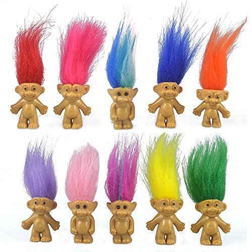 10PCS Mini Troll Dolls, PVC Vintage Trolls Lucky Doll Mini Action Figures 1.2