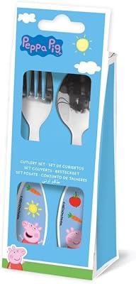 SET DE 2 CUBIERTOS METALICOS (CUCHARA Y TENEDOR) PEPPA PIG