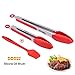 SUCHMIX Set of 2 Stainless Steel Kitchen Tongs with Silicone Tips, Heat Resistant Cooking Tongs, Kitchen Tongs, Salad Tongs, BBQ Tongs,Serving Tongs, Locking Tongs - Bonus Oil Brush