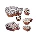 Pottery Printing Blocks Retro Fish Pattern Wooden Stamps (Set of 6) Htag1958