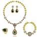 MOOCHI Women Gold Plated Jewelry Set Red & Green Cubic Zircon Pendant Necklace Earrings Bracelet Ring