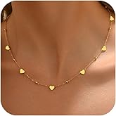 Havopso Gold Chain Necklace for Women 18K Gold Plated Dainty Star Cross Heart Cuabn Choker Chains Stainless Steel Trendy Jewelry Christmas Gifts
