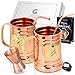G GOODYGOODS Moscow Mule Copper Mugs: Make Any Drink Taste Much Better! 100% Pure Solid Copper His & Hers Gift Set- 2 Hammered 18 OZ Copper Cups 2 Unique Straws, Jigger & Recipe Booklet!