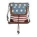 Vintage USA American Flag Crossbody Bag Purse, Pockets & Adjustable Long Strap