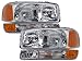 HEADLIGHTSDEPOT Chrome Housing Halogen Headlights Compatible With GMC Sierra 1500 Hd 2500 3500 Yukon Xl Includes Left Driver And Right Passenger Side Headlamps 4-Piece Set W/Park Signal Lights