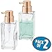 mDesign Square Glass Refillable Liquid Soap Dispenser Pump Bottle for Bathroom Vanity Countertop, Kitchen Sink - Holds Hand Soap, Dish Soap, Hand Sanitizer, Essential Oils - 2 Pack - Clear/Copper
