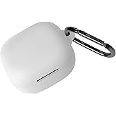 Geiomoo Silicone Case for Anker Soundcore P31i, Anker Soundcore R60i NC, Soft Flexible Scratch Resistant Protective Cover with Carabiner (White)