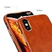 TOOVREN Protective Phone Xs Max Case Genuine Leather Ultra Slim Vintage Designer Shell Back Cover for Apple Phone Xs Max 6.5’’ (2018) Brown