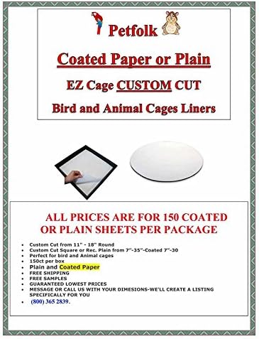 EZ Cage 150ct Bird Cage Plain and Coated Bird Cage Liners FREE SAMPLES (Round Coated/Uncoated 11-14")