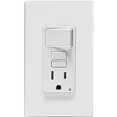 Leviton GFCI Combination Switch, 15 Amp Tamper-Resistant Receptacle with LED Indicator, Smartlock Pro Slim, GFSW1-STW, White