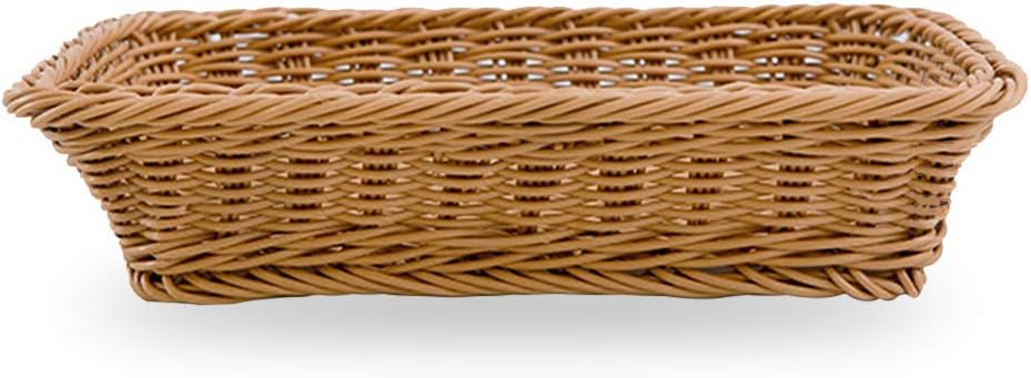 szdc88 Wicker Bread Basket,Rectangle Imitation Rattan Tray,for Food Serving Restaurant,Kitchen Coffee Table Display,Decoration Baskets,Fruit Snacks Container